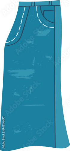 Blue jeans flat illustration with a textured effect