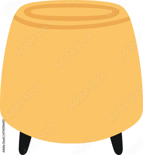 Yellow modern pouf or ottoman on a white background