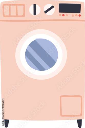 Pink washing machine cleaning laundry appliance illustration