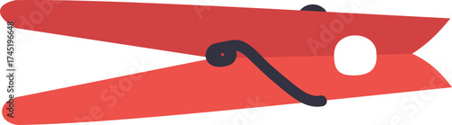 Red clothes peg utility holding laundry illustration