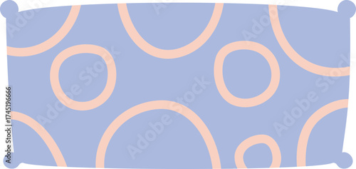 Blue pillow with light peach abstract circles pattern