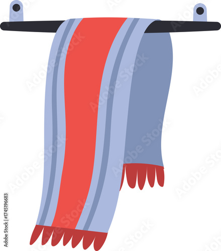 Bathroom towel hanging on a rack hygiene concept