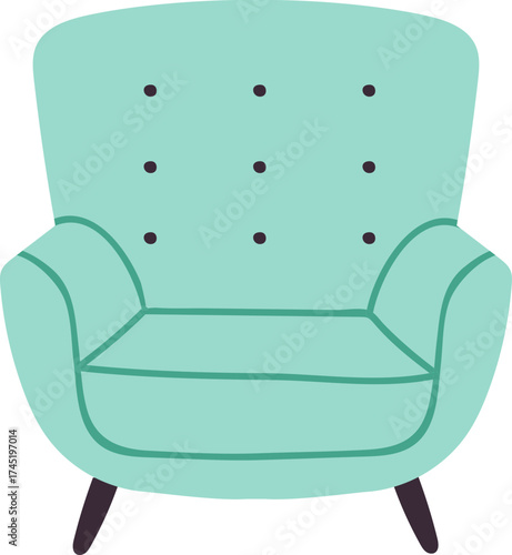 Mint green retro armchair comfortable inviting furniture