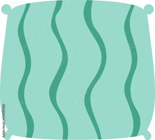 Teal pillow with wavy lines for comfort