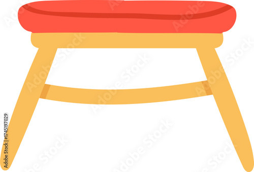 Red cushioned stool vector icon flat design