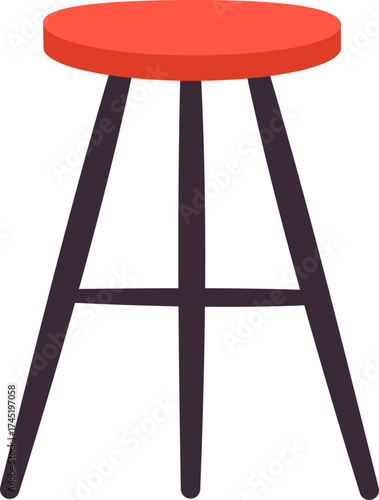 Red wooden high bar stool vector illustration