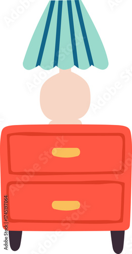 Nightstand with lamp in drawing style