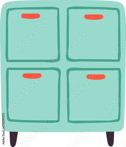 Mint green square drawers cabinet storage unit