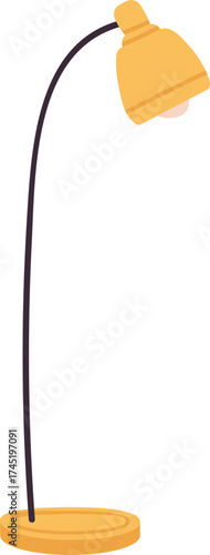 Yellow floor lamp providing illumination vector illustration