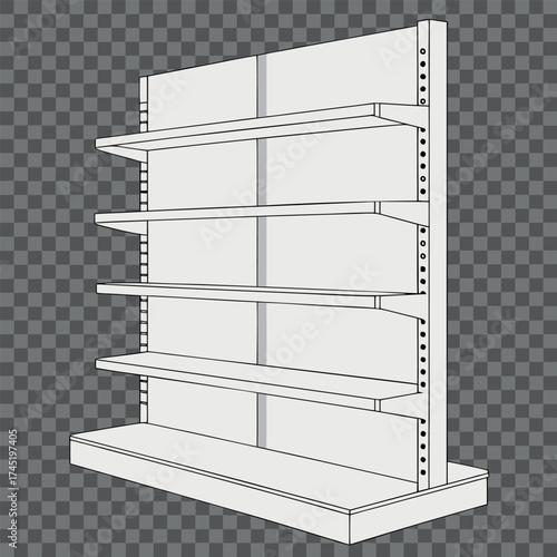 Minimalist 3d render of a wall-mounted retail display shelf system vector