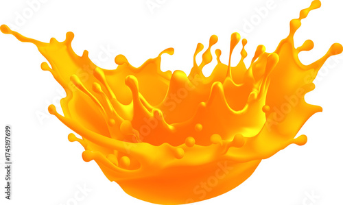 orange juice splash isolated on white background