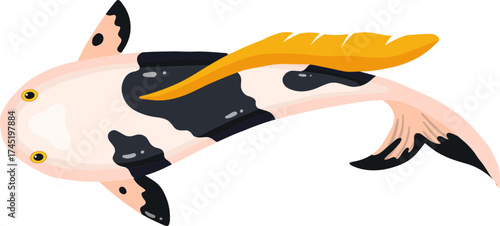 Surreal koi fish vector illustration carrying baguette food