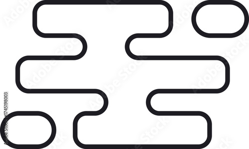 Abstract black lines forming minimalist pathway shape design