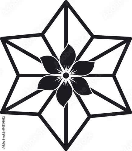 Geometric flower star symbol sacred geometry black