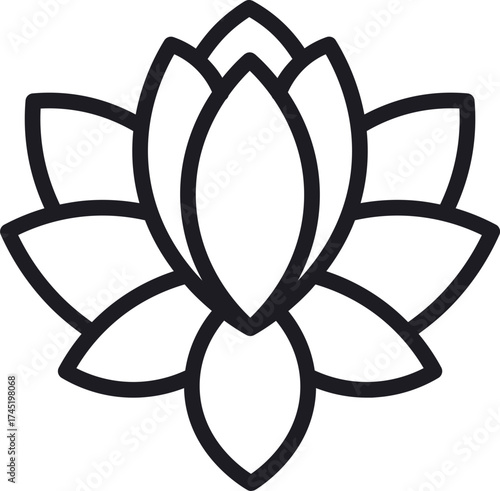 Lotus flower line art symbolizing spirituality and purity