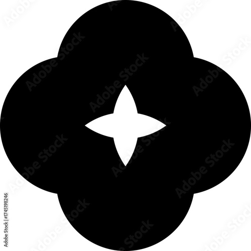Quatrefoil shape icon with four point star