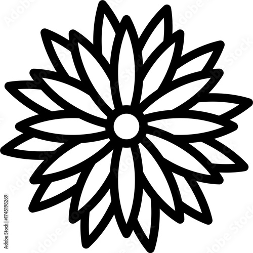 Decorative floral outline icon representing nature and plant