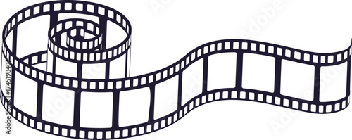 Film strip unrolling, representing cinema and movie entertainment