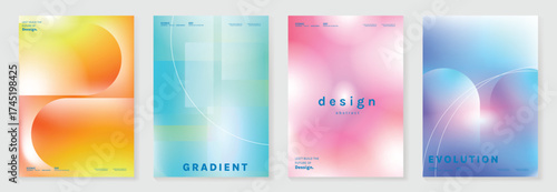 Abstract gradient vector background set with geometric shapes and pastel colors for creative poster, cover, advertising, and product promotion design.