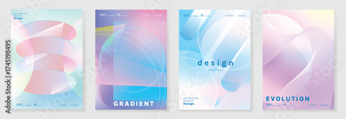 Abstract gradient vector background set with geometric shapes and pastel colors for creative poster, cover, advertising, and product promotion design.