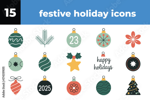 Festive christmas ornaments collection festive holiday decorations baubles tree ornaments