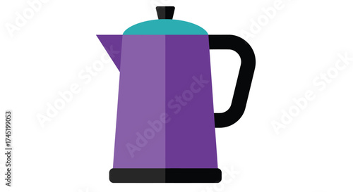 Simple illustration of a purple coffee pot with a teal lid