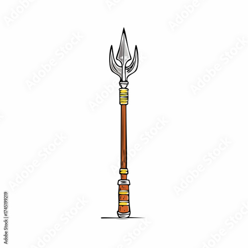 Ancient trident weapon on white background