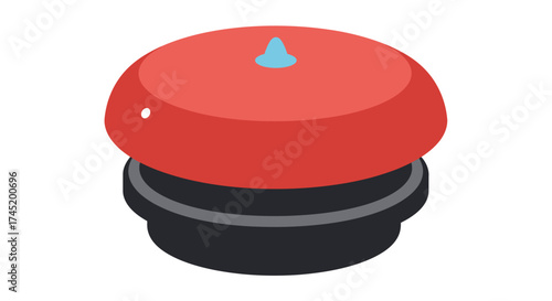 A vibrant red alarm button with a small blue activation point