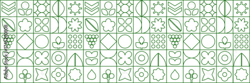 Swiss outline design mosaic with abstract agriculture pattern on eco-green background.