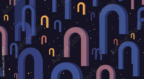 Abstract geometric shapes in a repeating pattern, artistic design, modern style.