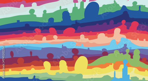 Colorful abstract landscape with vibrant hues and artistic expression.