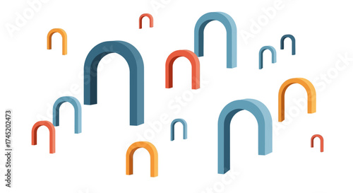 Colorful arch shapes arranged in a visually appealing and artistic composition.