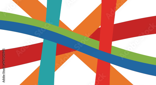 Colorful intersecting lines abstract design representing connection and movement.