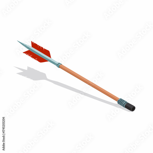 Arrow with red fletching and shadow