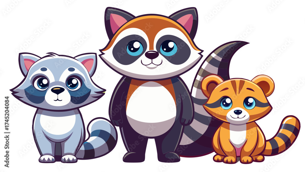 Fototapeta premium animal, fox, cartoon, skunk, vector, dog, illustration, cat, love, set, baby, teddy bear, toy, fun, art, cute, pet, brown, pink, orange, blue, heart, funny, character, adorable, kid, valentine, animal