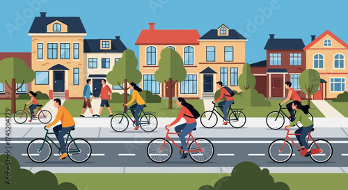 People riding bicycles on a sunny day enjoying outdoor activity.