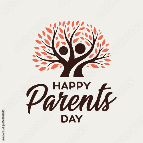 Happy Parents Day Greeting Card with Symbolic Family Tree vector Illustration art