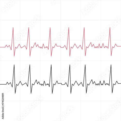Medical Heart Rate Monitor Display with ekg Pulse Trace editable Illustration design