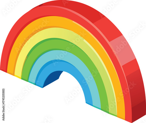 3d isometric rainbow arch with red orange icon isolated on white transparent background vector eps png jpg business people clipping path cutout 2025 2026 4k full hd poster banner label download