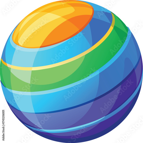 Abstract sphere with colorful curved bands of icon isolated on white transparent background vector eps png jpg business people clipping path cutout 2025 2026 4k full hd poster banner label download