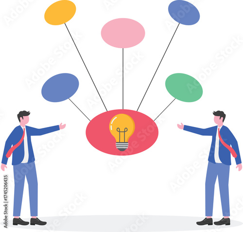 Business people creating mind map diagram for easy understanding
