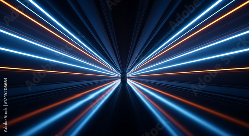 Plakat Abstract Hyper Speed Light Trails Moving Towards Viewer