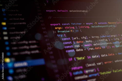 TypeScript code editor showing async data fetching with Axios, ideal for illustrating API integration, web development, and modern backend-to-frontend communication logic.