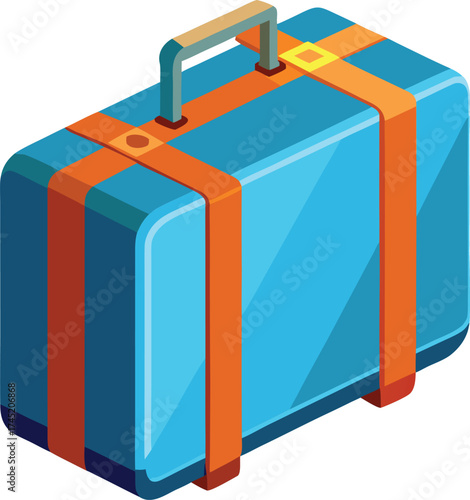 Blue suitcase with orange straps and metal icon isolated on white transparent background vector eps png jpg business people clipping path cutout 2025 2026 4k full hd poster banner label download