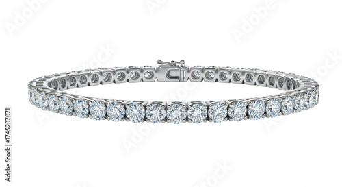 Elegant diamond tennis bracelet sparkling with brilliance isolated on transparent background