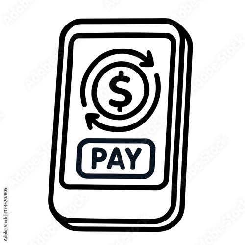 A modern fintech icon representing virtual banking and secure financial transactions on a smartphone, illustrating the concept of a digital wallet