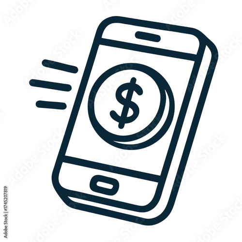 Financial Fintech Virtual Banking and Mobile Transactions Icon for Digital Currency and Finance