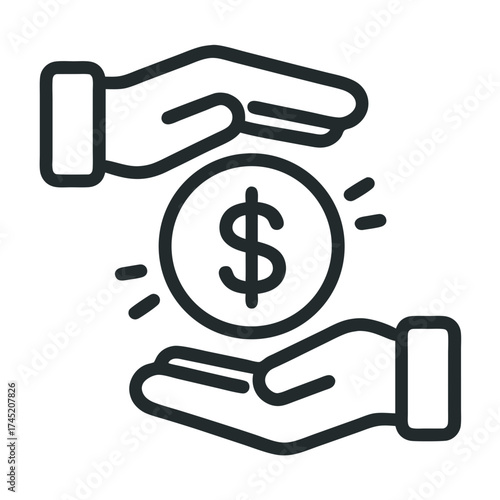 Modern fintech icon for secure virtual banking, illustrating financial care and protection of digital assets