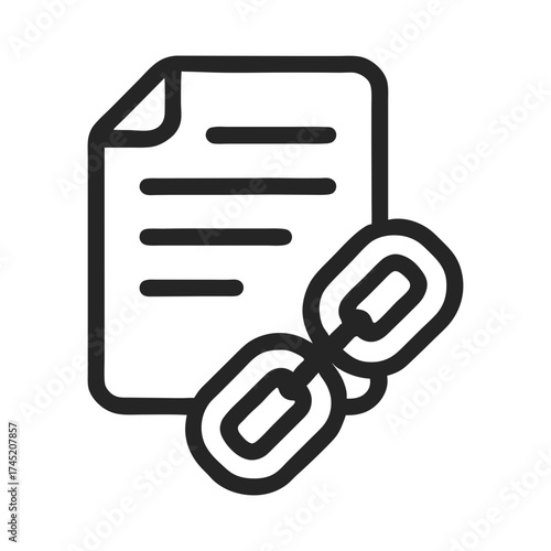 A secure virtual banking document with a financial link icon, representing modern fintech data connection and hyperlink concepts