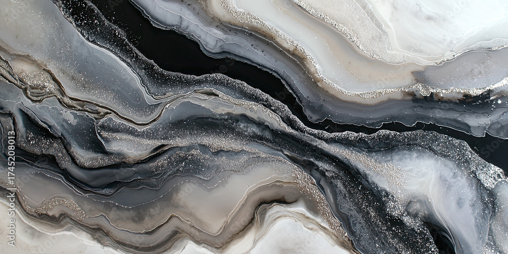 Obraz premium Gray agate marble pattern with flowing veins and texture